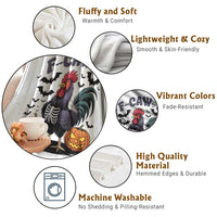 F Caw F Halloween Chicken Skeleton Throw Blanket Spooky Funny Rooster Meme - Wonder Print Shop