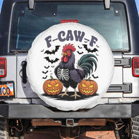 F Caw F Halloween Chicken Skeleton Spare Tire Cover Spooky Funny Rooster Meme - Wonder Print Shop