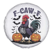 F Caw F Halloween Chicken Skeleton Spare Tire Cover Spooky Funny Rooster Meme - Wonder Print Shop