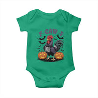 F Caw F Halloween Chicken Skeleton Baby Onesie Spooky Funny Rooster Meme - Wonder Print Shop