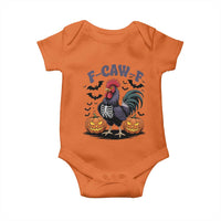 F Caw F Halloween Chicken Skeleton Baby Onesie Spooky Funny Rooster Meme - Wonder Print Shop