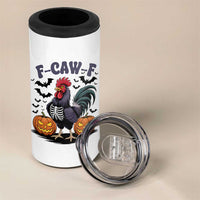 F Caw F Halloween Chicken Skeleton 4 in 1 Can Cooler Tumbler Spooky Funny Rooster Meme - Wonder Print Shop