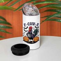 F Caw F Halloween Chicken Skeleton 4 in 1 Can Cooler Tumbler Spooky Funny Rooster Meme - Wonder Print Shop