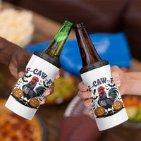 F Caw F Halloween Chicken Skeleton 4 in 1 Can Cooler Tumbler Spooky Funny Rooster Meme - Wonder Print Shop
