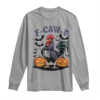 F Caw F Halloween Chicken Skeleton Long Sleeve Shirt Spooky Funny Rooster Meme - Wonder Print Shop