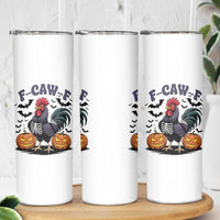 F Caw F Halloween Chicken Skeleton Skinny Tumbler Spooky Funny Rooster Meme - Wonder Print Shop
