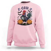 F Caw F Halloween Chicken Skeleton Sweatshirt Spooky Funny Rooster Meme - Wonder Print Shop