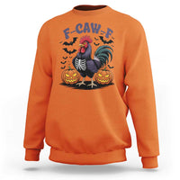 F Caw F Halloween Chicken Skeleton Sweatshirt Spooky Funny Rooster Meme - Wonder Print Shop