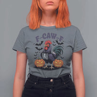 F Caw F Halloween Chicken Skeleton T Shirt For Women Spooky Funny Rooster Meme - Wonder Print Shop