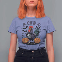 F Caw F Halloween Chicken Skeleton T Shirt For Women Spooky Funny Rooster Meme - Wonder Print Shop