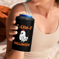 F Caw F Ghost Chicken Costume 4 in 1 Can Cooler Tumbler Funny Cute Halloween Poultry Lover - Wonder Print Shop