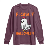 F Caw F Ghost Chicken Costume Long Sleeve Shirt Funny Cute Halloween Poultry Lover - Wonder Print Shop