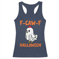 F Caw F Ghost Chicken Costume Racerback Tank Top Funny Cute Halloween Poultry Lover - Wonder Print Shop