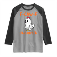 F Caw F Ghost Chicken Costume Raglan Shirt Funny Cute Halloween Poultry Lover - Wonder Print Shop