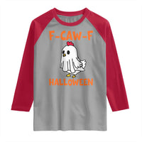 F Caw F Ghost Chicken Costume Raglan Shirt Funny Cute Halloween Poultry Lover - Wonder Print Shop