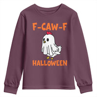 F Caw F Ghost Chicken Costume Youth Sweatshirt Funny Cute Halloween Poultry Lover - Wonder Print Shop