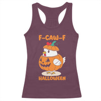 F Caw F Chicken Cute Halloween Costume Racerback Tank Top Funny Jack O LAttern Poultry Meme Fall Vibes - Wonder Print Shop