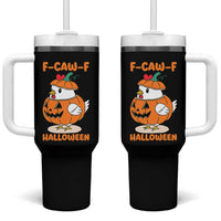 F Caw F Chicken Cute Halloween Costume Tumbler With Handle Funny Jack O LAttern Poultry Meme Fall Vibes - Wonder Print Shop
