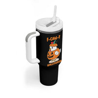 F Caw F Chicken Cute Halloween Costume Tumbler With Handle Funny Jack O LAttern Poultry Meme Fall Vibes - Wonder Print Shop