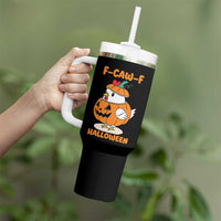 F Caw F Chicken Cute Halloween Costume Tumbler With Handle Funny Jack O LAttern Poultry Meme Fall Vibes - Wonder Print Shop