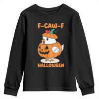 F Caw F Chicken Cute Halloween Costume Youth Sweatshirt Funny Jack O LAttern Poultry Meme Fall Vibes - Wonder Print Shop