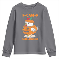 F Caw F Chicken Cute Halloween Costume Youth Sweatshirt Funny Jack O LAttern Poultry Meme Fall Vibes - Wonder Print Shop