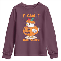 F Caw F Chicken Cute Halloween Costume Youth Sweatshirt Funny Jack O LAttern Poultry Meme Fall Vibes - Wonder Print Shop