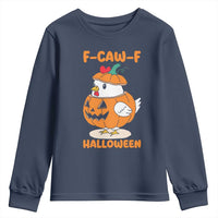 F Caw F Chicken Cute Halloween Costume Youth Sweatshirt Funny Jack O LAttern Poultry Meme Fall Vibes - Wonder Print Shop
