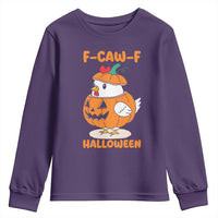F Caw F Chicken Cute Halloween Costume Youth Sweatshirt Funny Jack O LAttern Poultry Meme Fall Vibes - Wonder Print Shop