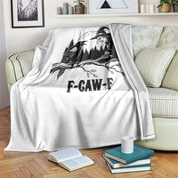 F Caw F Gothic Raven and Witch Throw Blanket Funny Halloween Spooky October Vibes - Wonder Print Shop