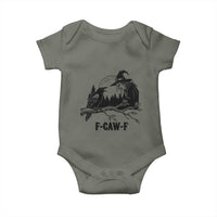 F Caw F Gothic Raven and Witch Baby Onesie Funny Halloween Spooky October Vibes - Wonder Print Shop
