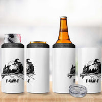 F Caw F Gothic Raven and Witch 4 in 1 Can Cooler Tumbler Funny Halloween Spooky October Vibes - Wonder Print Shop