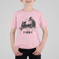 F Caw F Gothic Raven and Witch T Shirt For Kid Funny Halloween Spooky October Vibes - Wonder Print Shop