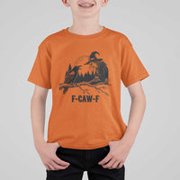 F Caw F Gothic Raven and Witch T Shirt For Kid Funny Halloween Spooky October Vibes - Wonder Print Shop