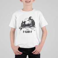 F Caw F Gothic Raven and Witch T Shirt For Kid Funny Halloween Spooky October Vibes - Wonder Print Shop