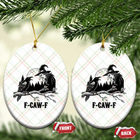 F Caw F Gothic Raven and Witch Ceramic Ornament Funny Halloween Spooky October Vibes - Wonder Print Shop