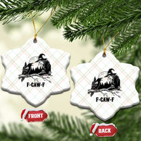 F Caw F Gothic Raven and Witch Ceramic Ornament Funny Halloween Spooky October Vibes - Wonder Print Shop