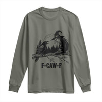 F Caw F Gothic Raven and Witch Long Sleeve Shirt Funny Halloween Spooky October Vibes - Wonder Print Shop
