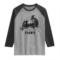 F Caw F Gothic Raven and Witch Raglan Shirt Funny Halloween Spooky October Vibes - Wonder Print Shop