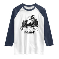 F Caw F Gothic Raven and Witch Raglan Shirt Funny Halloween Spooky October Vibes - Wonder Print Shop