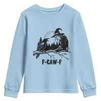 F Caw F Gothic Raven and Witch Youth Sweatshirt Funny Halloween Spooky October Vibes - Wonder Print Shop