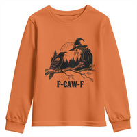 F Caw F Gothic Raven and Witch Youth Sweatshirt Funny Halloween Spooky October Vibes - Wonder Print Shop