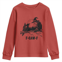 F Caw F Gothic Raven and Witch Youth Sweatshirt Funny Halloween Spooky October Vibes - Wonder Print Shop
