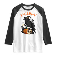 F Caw F Raven Witch Coffee Raglan Shirt Funny Halloween Sarcastic Gothic Bird with Attitude - Wonder Print Shop