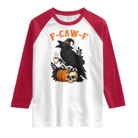 F Caw F Raven Witch Coffee Raglan Shirt Funny Halloween Sarcastic Gothic Bird with Attitude - Wonder Print Shop