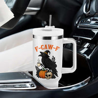 F Caw F Raven Witch Coffee Tumbler With Handle Funny Halloween Sarcastic Gothic Bird with Attitude - Wonder Print Shop