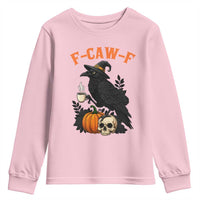 F Caw F Raven Witch Coffee Youth Sweatshirt Funny Halloween Sarcastic Gothic Bird with Attitude - Wonder Print Shop