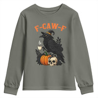 F Caw F Raven Witch Coffee Youth Sweatshirt Funny Halloween Sarcastic Gothic Bird with Attitude - Wonder Print Shop