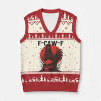 F Caw F Gothic Chicken Horror V-Neck Knit Sweater Vest Creepy Skull Rooster Halloween Dark Humor - Wonder Print Shop