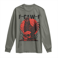 F Caw F Gothic Chicken Horror Long Sleeve Shirt Creepy Skull Rooster Halloween Dark Humor - Wonder Print Shop